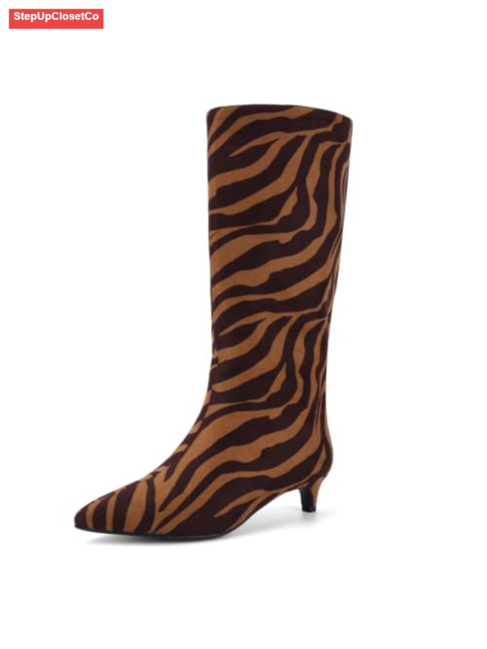 Knee High Boots Kitten Heel Pointed Toe Faux Suede Women's Boots